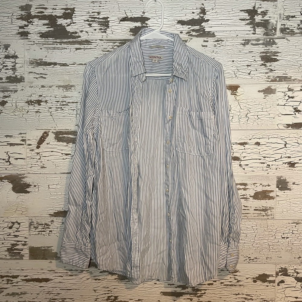 Lyocell pinstripe button down shirt